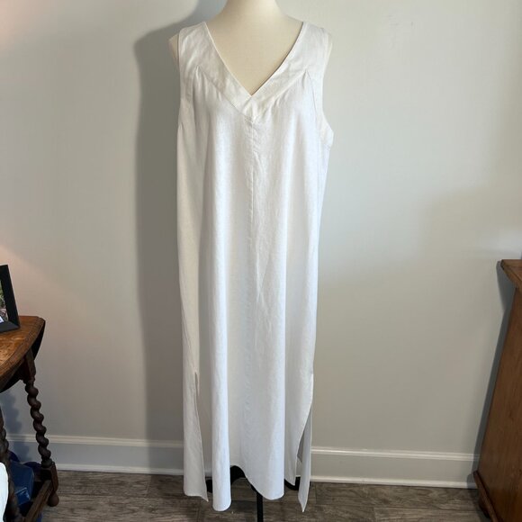 NWT DKNY Linen Blend, Sleeveless White Maxi Dress, Size Large - Picture 5 of 8